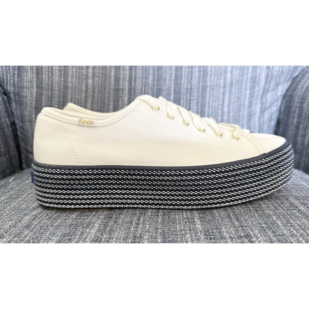 Keds Women's‎ Triple Up Webbing Canvas Sneaker Women's 8.5 White Navy